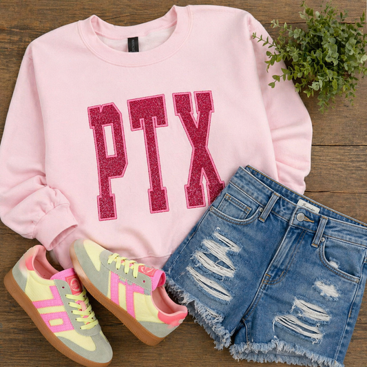 Pink PTX with Hot Pink Letters - embroidered