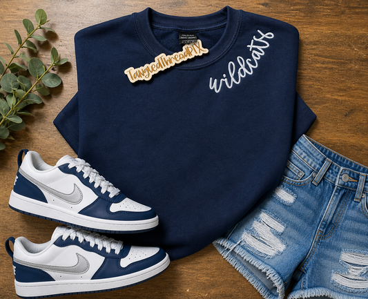 Navy Wildcats Curved Collar - Embroidered