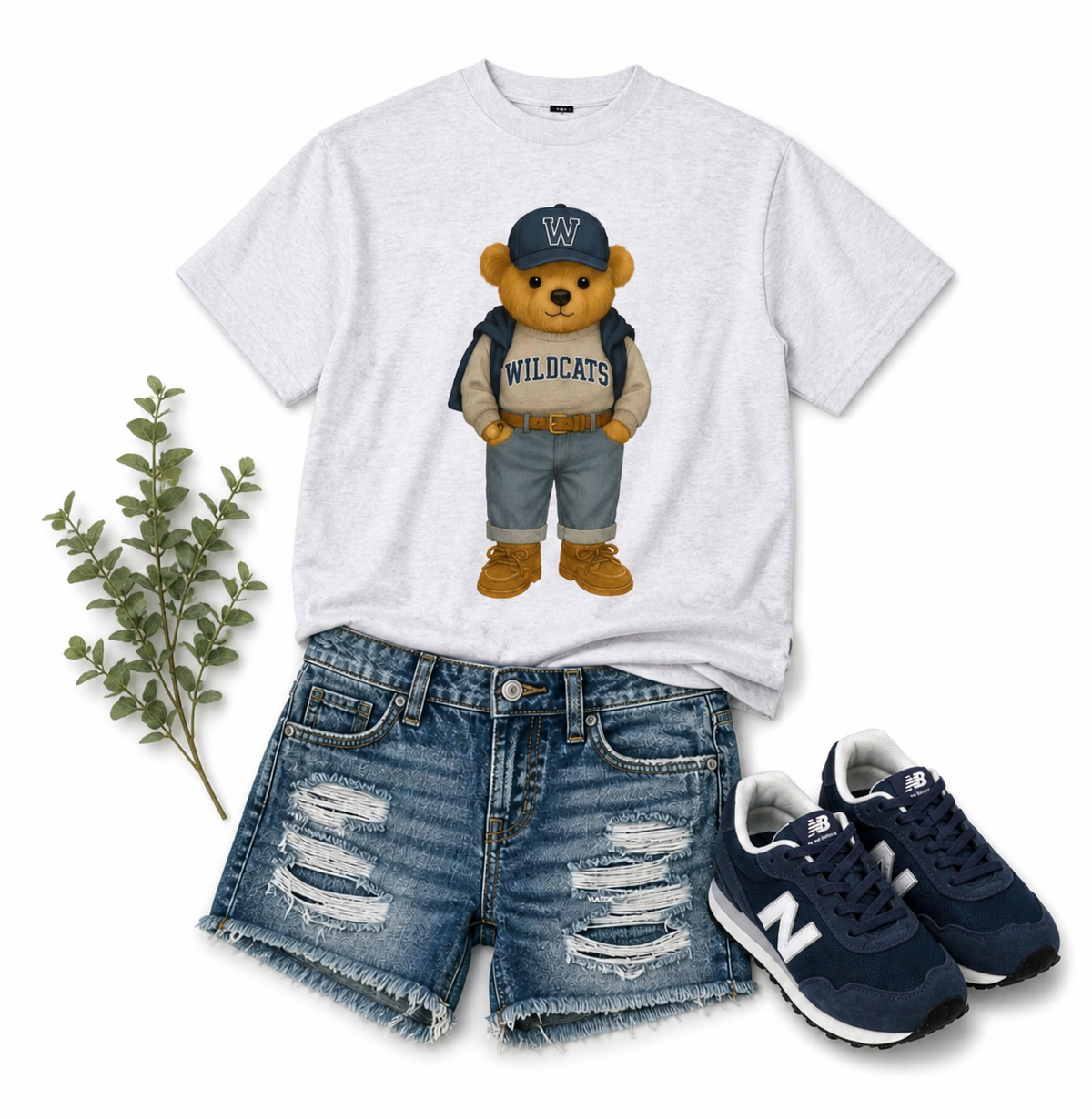 Ash Gray Wildcats Preppy Bear