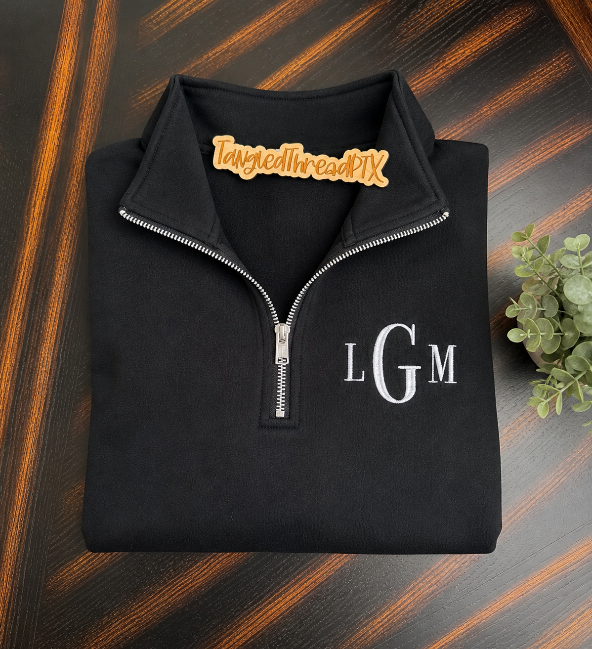 Black Monogrammed 1/4 Zip Sweatshirt