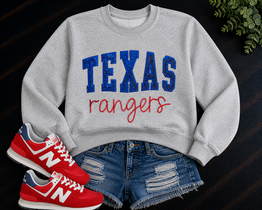 Sport Gray Texas Rangers Sweatshirt - Embroidered