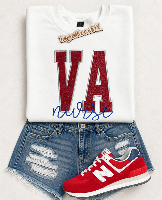 White VA Nurse - RED - Embroidered