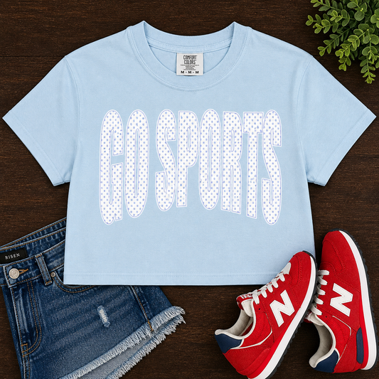 White Polka Dots - Go Sports Crop