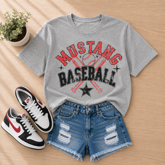 Sport Gray Distressed Mustang Baseball