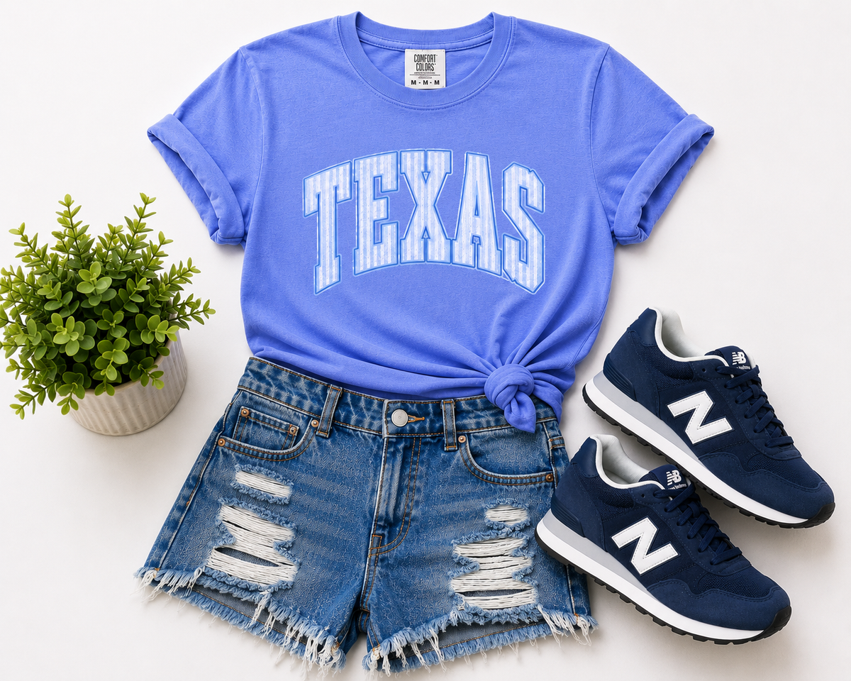 Flo Blue TEXAS White & Blue Stripes