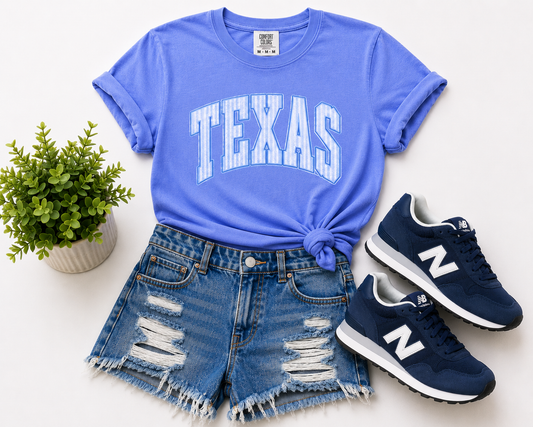 Flo Blue TEXAS White & Blue Stripes