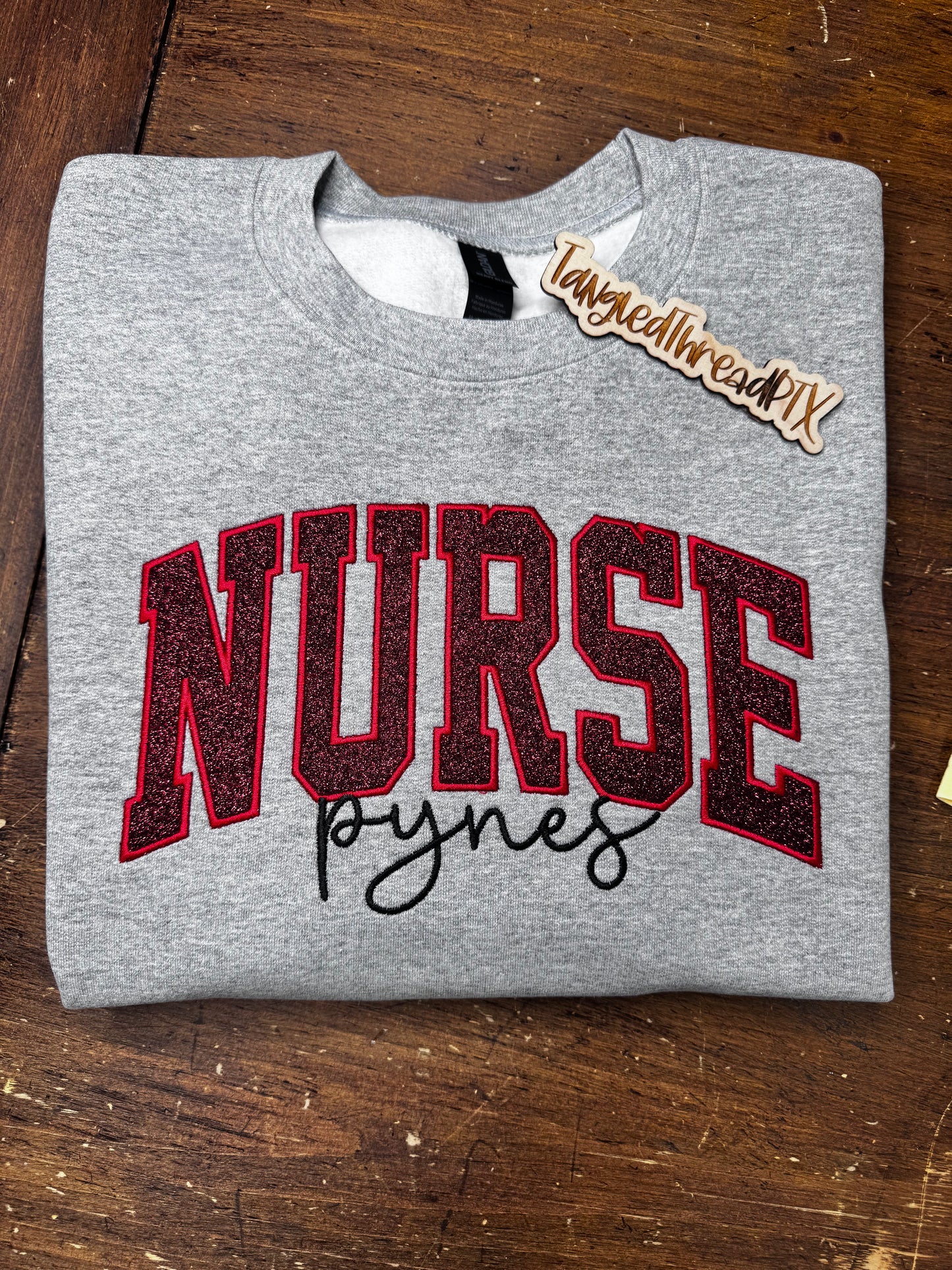Arched Personalized Nurse Sweatshirt-Embroidered