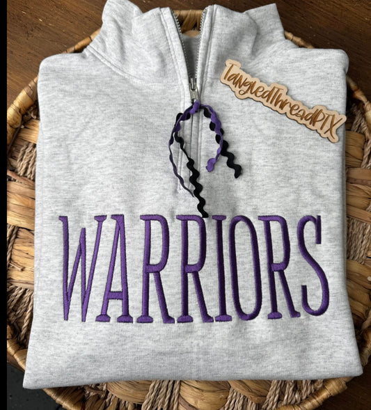 Ash Gray Warriors Purple - Quarter Zip - Embroidered