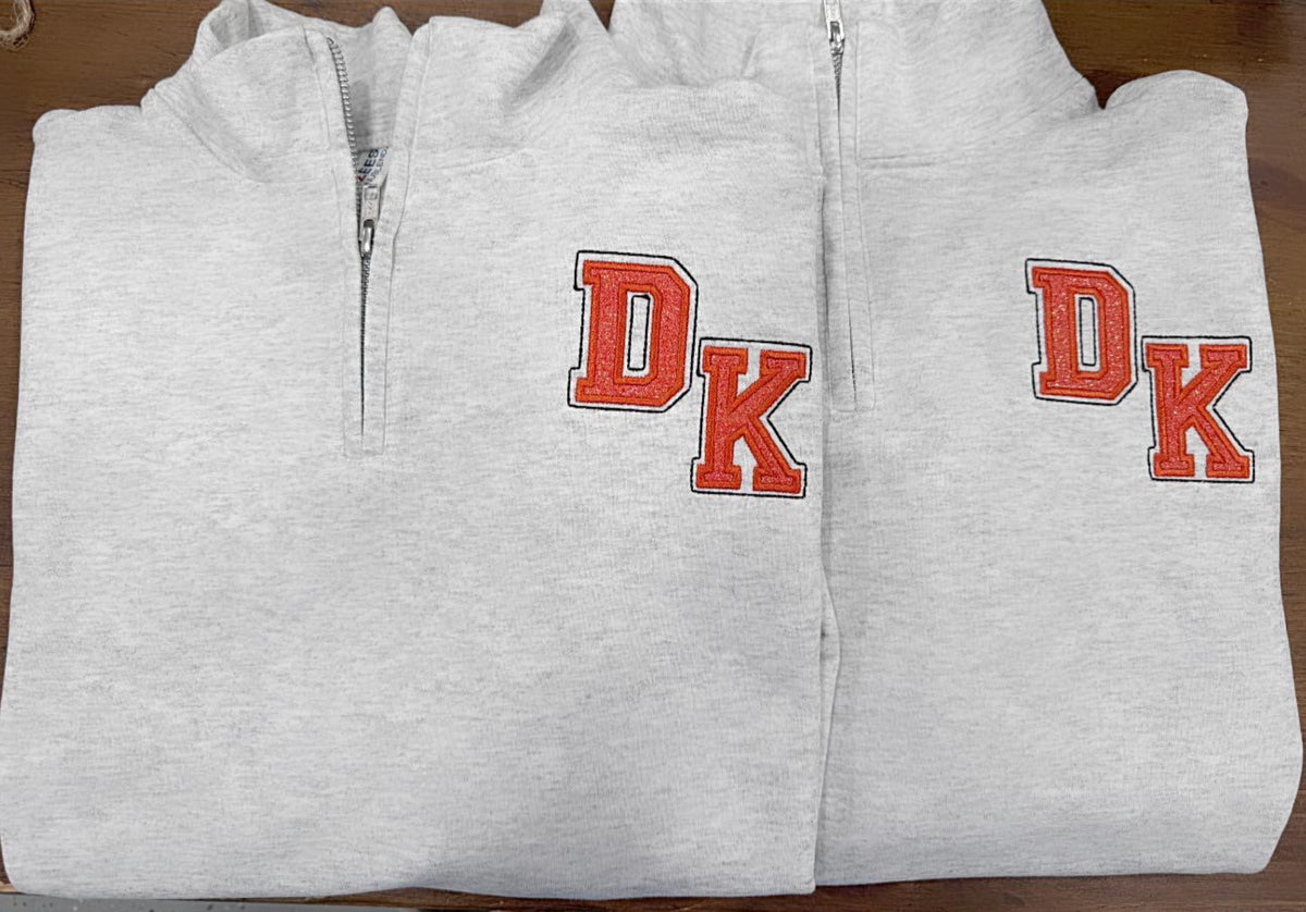 DK Dekalb Embroidered Quartered Zip - Ash Gray