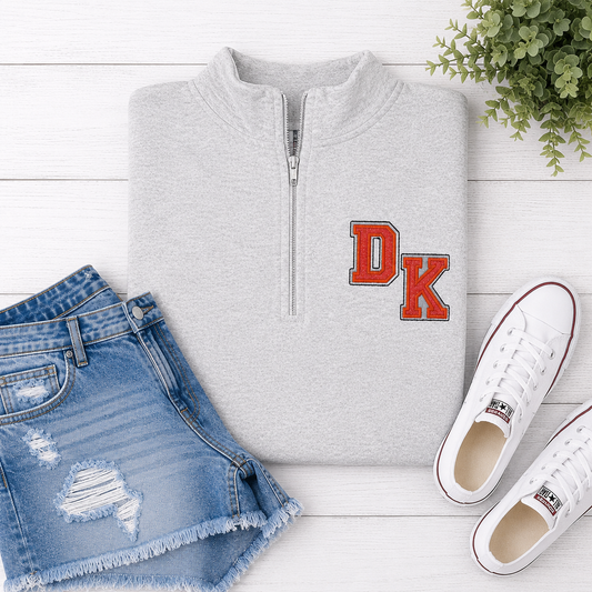 DK Dekalb Embroidered Quartered Zip - Ash Gray