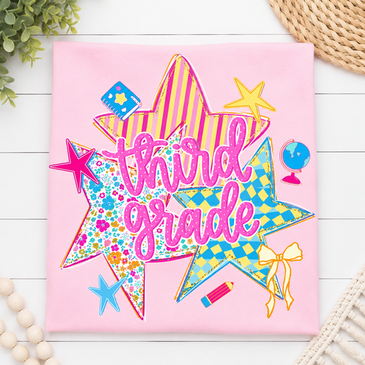 3rd Grade Back To School Stars - Blue or Pink