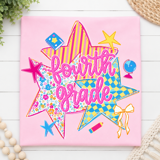 4th Grade Back To School Stars - Blue or Pink