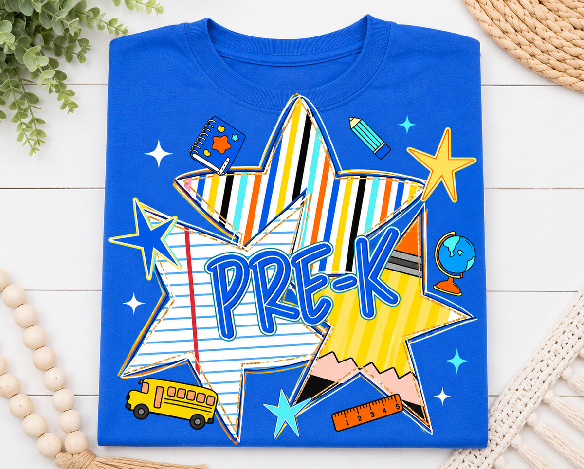 Pre-K Back To School Stars - Blue or Orange