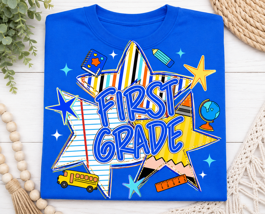 1st Grade Back To School Stars - Blue or Orange