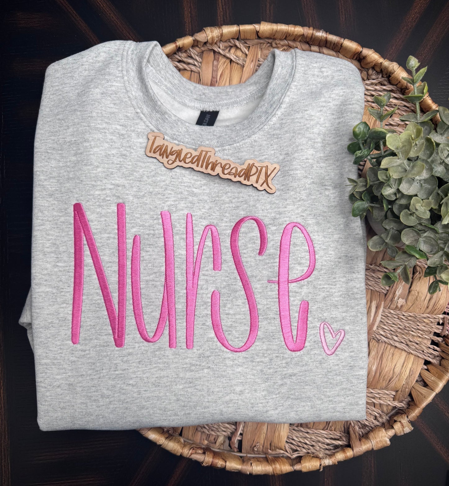 Embroidered Hand Lettered NURSE Sweatshirt