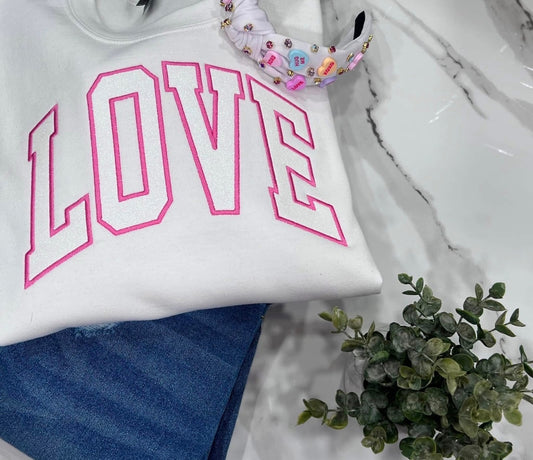 Tall Varsity Letter LOVE Embroidered Sweatshirt