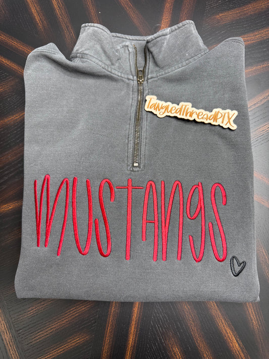Charcoal Gray Mustangs 1/4 Zip Pullover