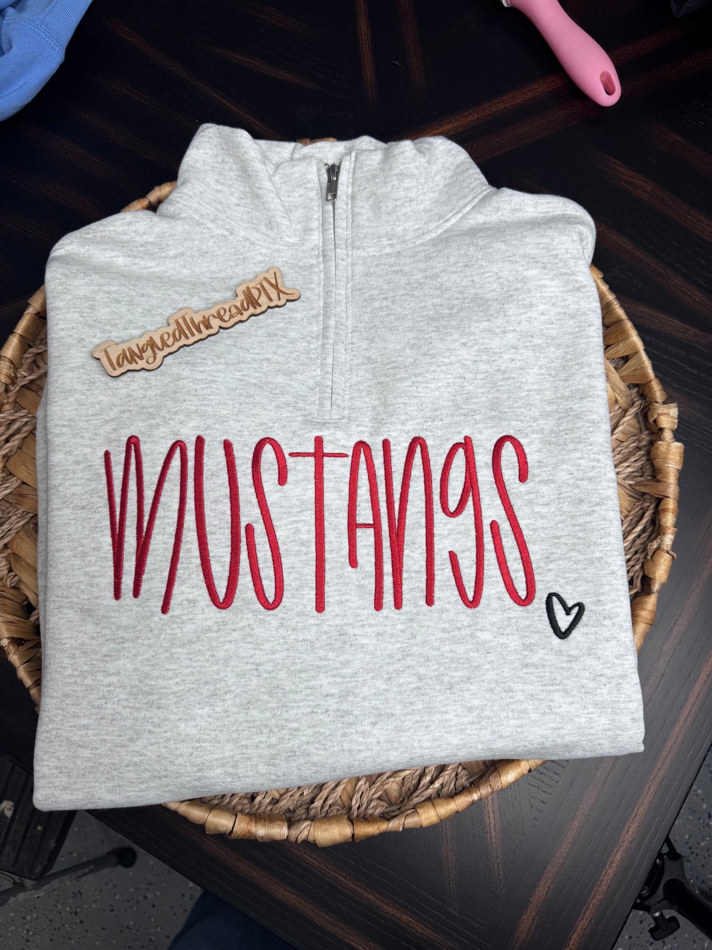 Ash Gray Mustangs 1/4 Zip - Embroidered