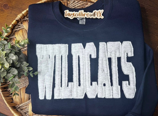 Navy Wildcats Ash Gray Letters Raggy - Embroidered