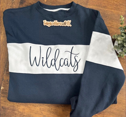 Navy Blue Wildcats Colorblock -Embroidered