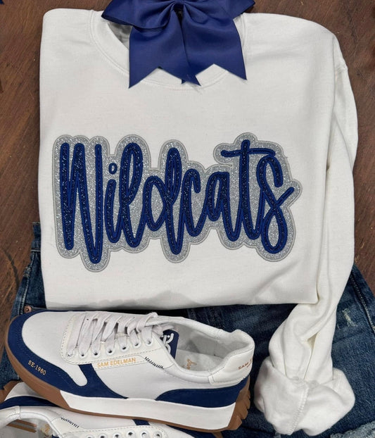 Wildcats Embroidered Double Glitter HTV Crewneck