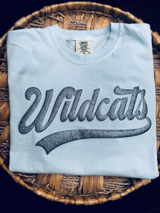 Chambray Comfort Colors Wildats -Glitter Silver PUFF