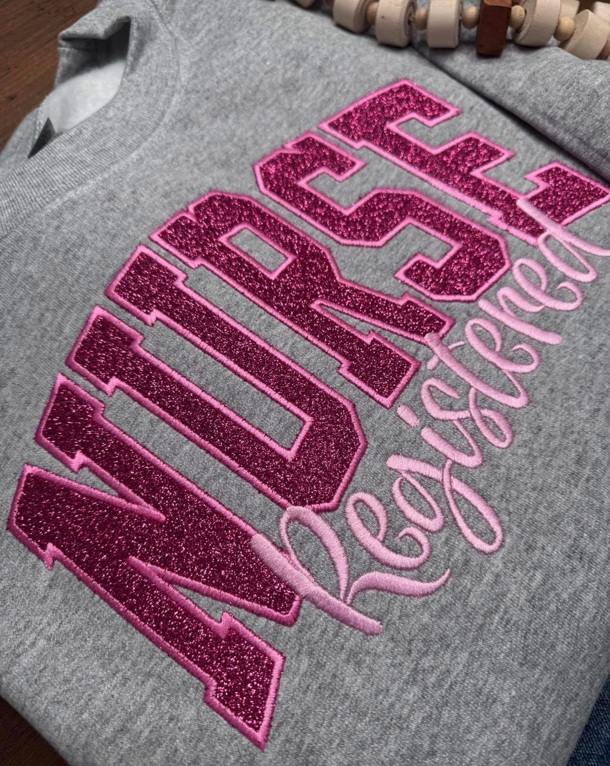PINK Registered Nurse - Embroidered Sport Gray Gildan