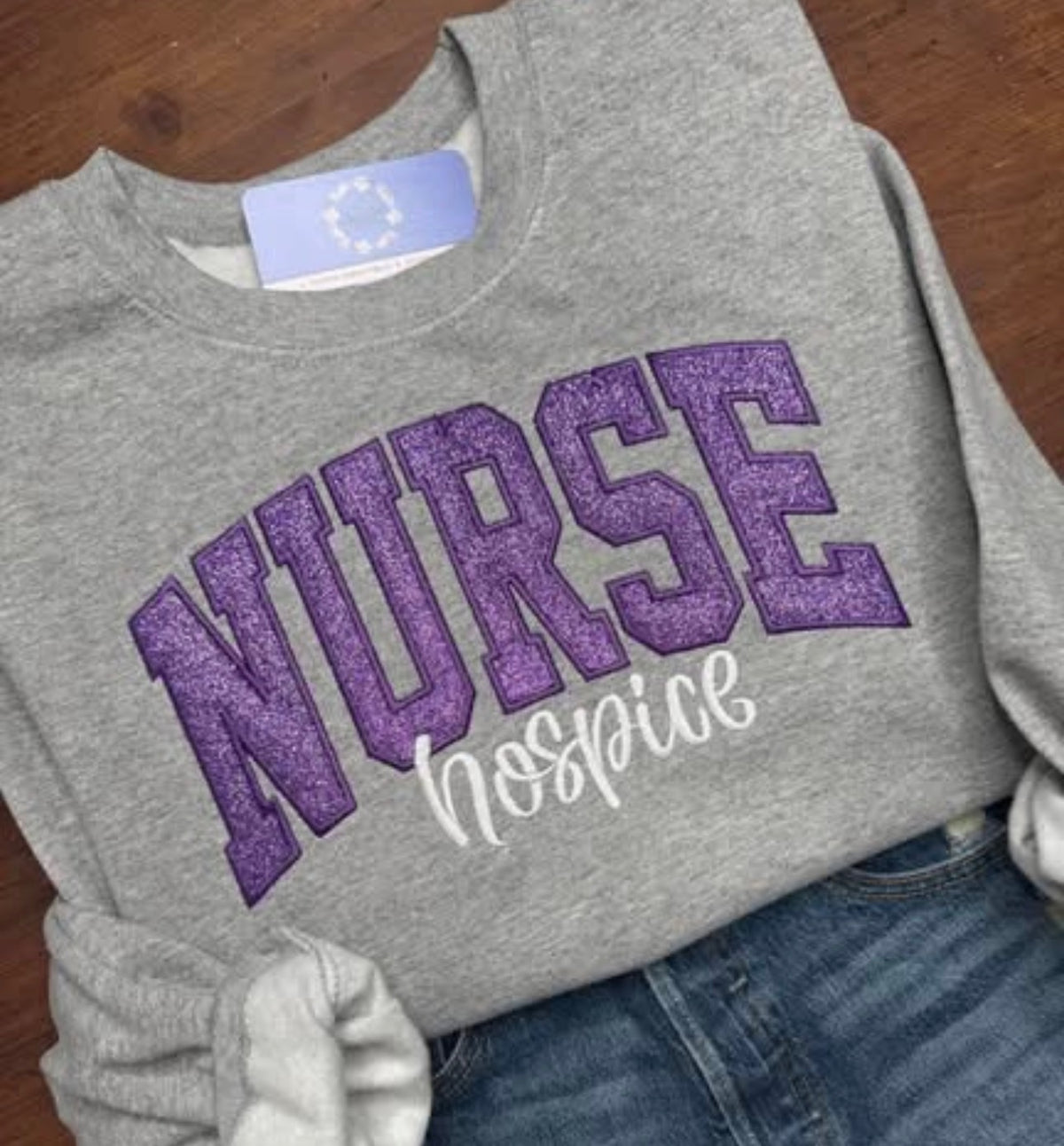 Purple Hospice Nurse - Embroidered Sport Gray Gildan
