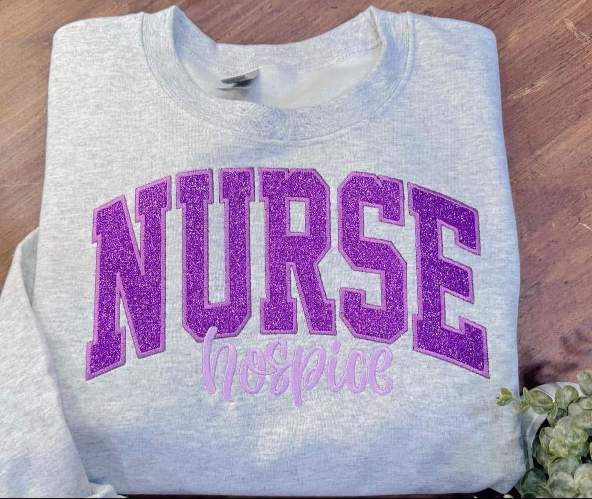 Purple Hospice Nurse - Embroidered Sport Gray Gildan
