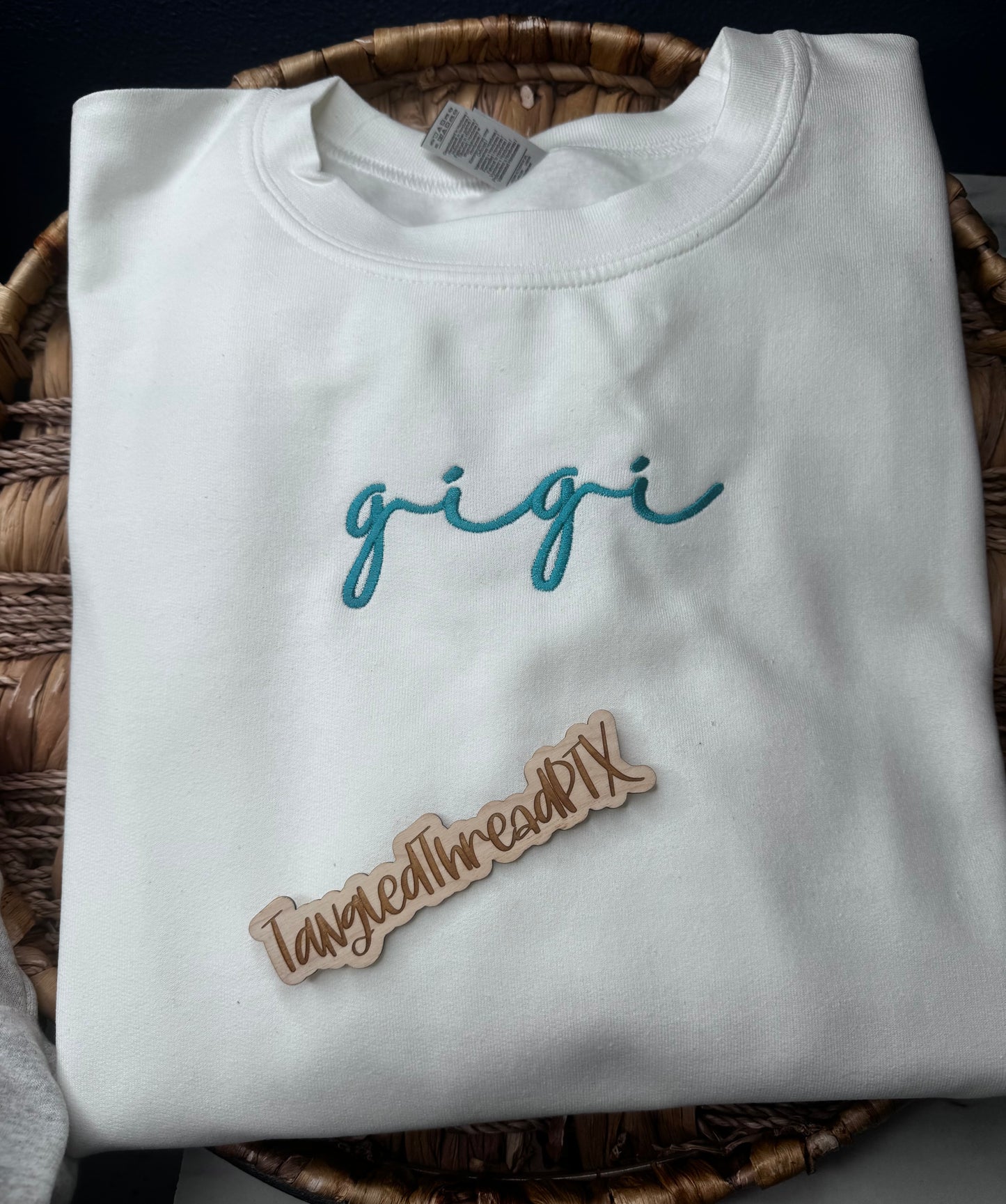 White Gigi -Customizable Thread Color - Embroidered