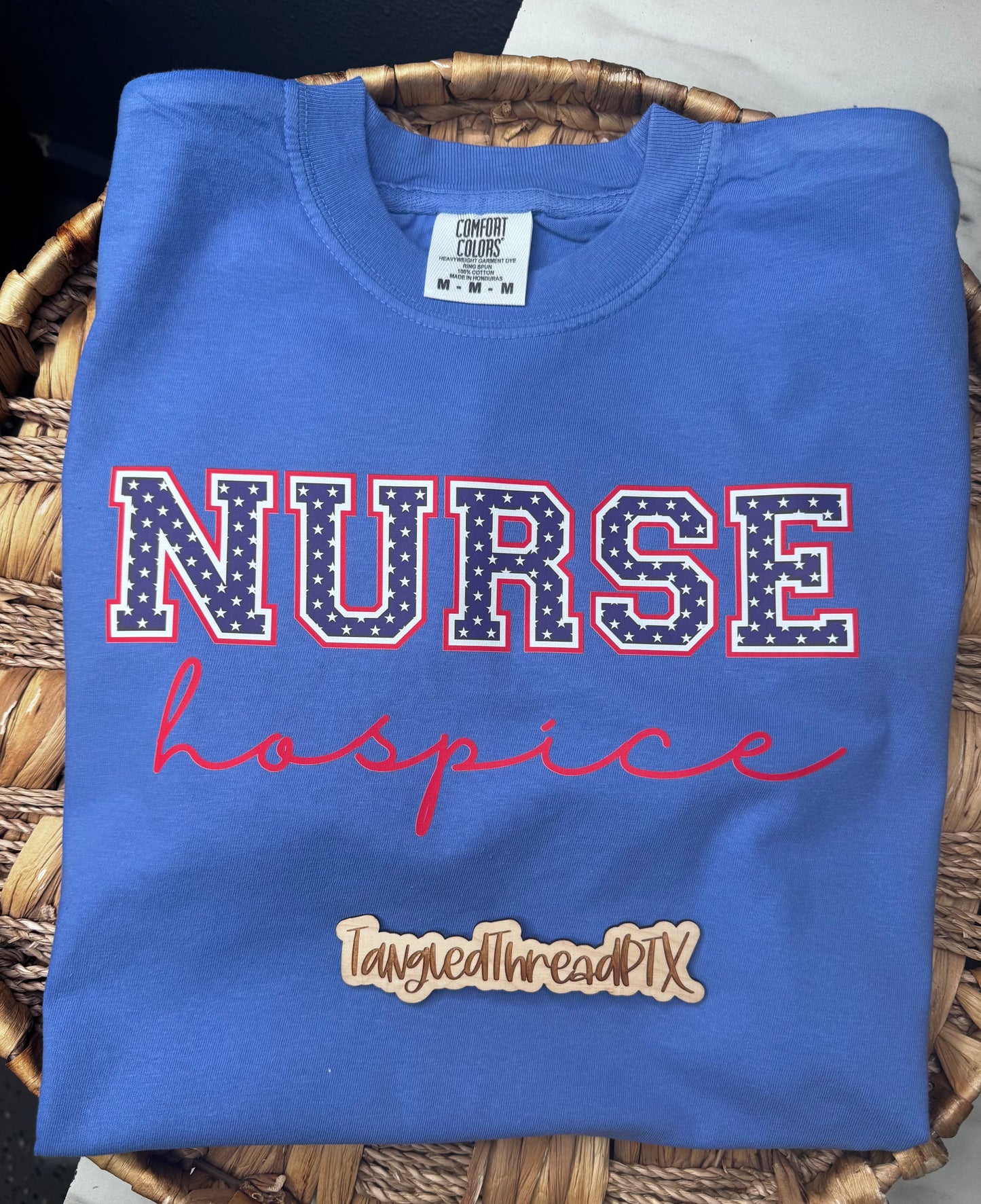 Flo Blue Patriotic Hospice Nurse Tee