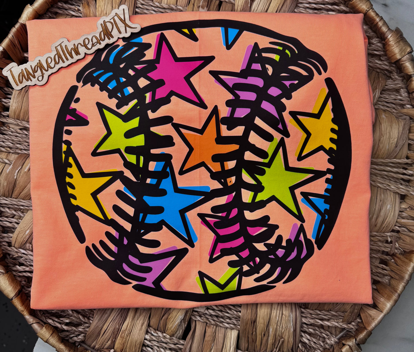 Neon Orange Softball Stars!