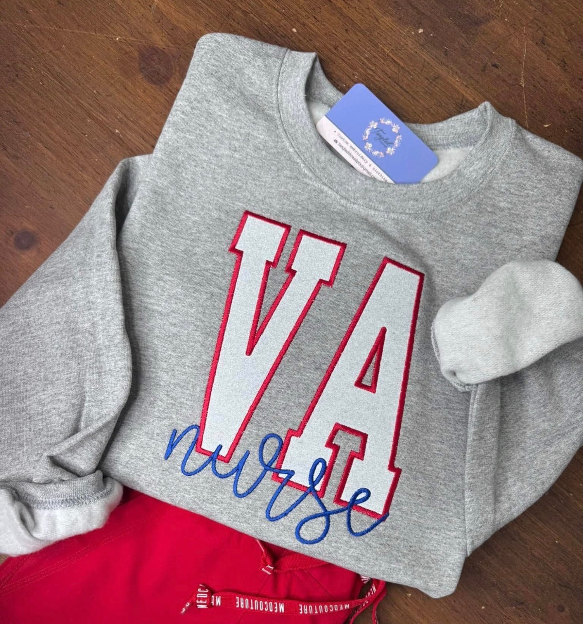 Sport Gray VA Nurse Embroidered Crewneck