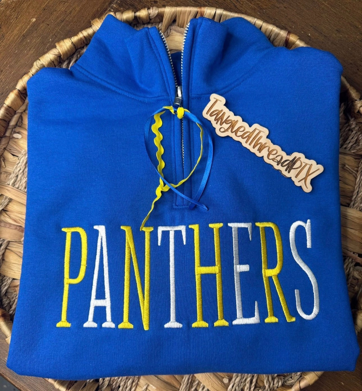 PANTHERS Alternating Colors - 1/4 Zip Sweatshirt - EMBROIDERED