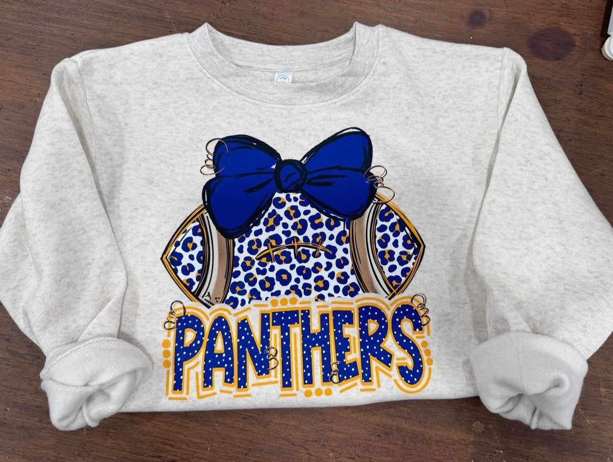 Panthers Football Bow - Ash Gray