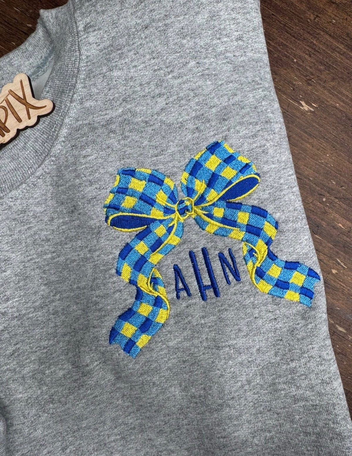 Panthers Gingham Pocket Bow - Embroidered