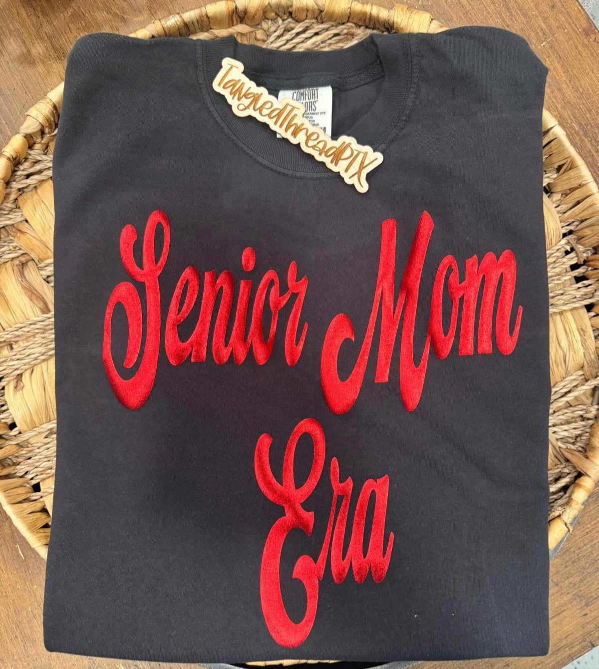 Black Senior Mom Era - Red Metallic Puff