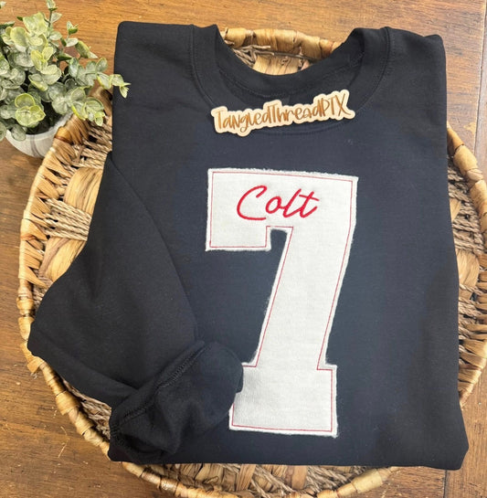 Black Mustang Jersey # & Name - Embroidered