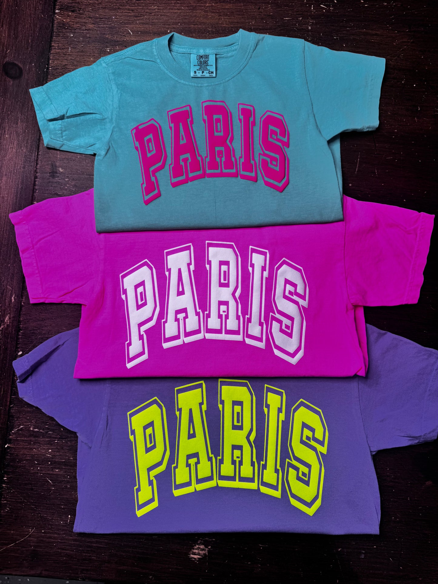 Neon Pink PARIS - White Puff