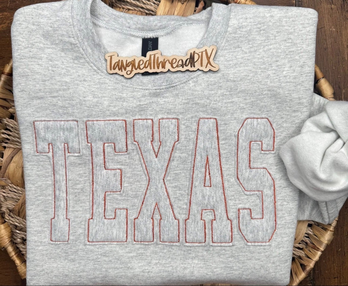 Ash Gray TEXAS Raggy Sweatshirt - Embroidered