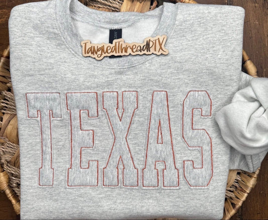 Ash Gray TEXAS Raggy Sweatshirt - Embroidered
