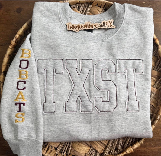 Ash Gray TXST Raggy Sweatshirt - Embroidered