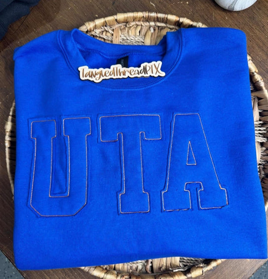 Royal Blue UTA Raggy Embroidered Sweatshirt