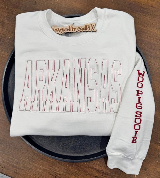 White Arkansas Raggy Embroidered Sweatshirt