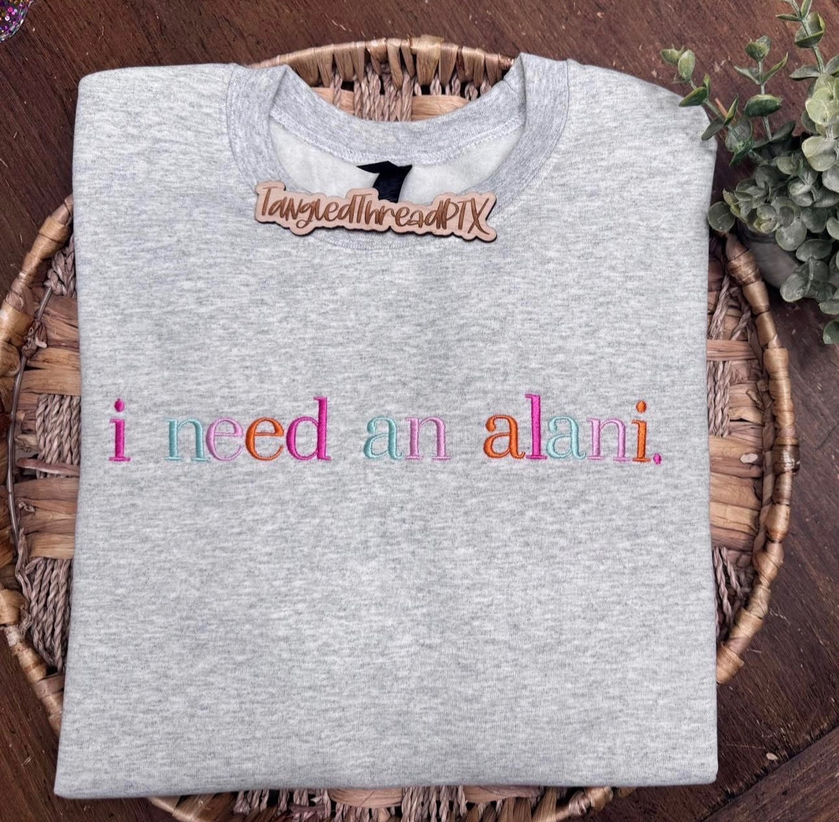 Ash Gray - I need an Alani - embroidered - Strawberry Sunrise Colors