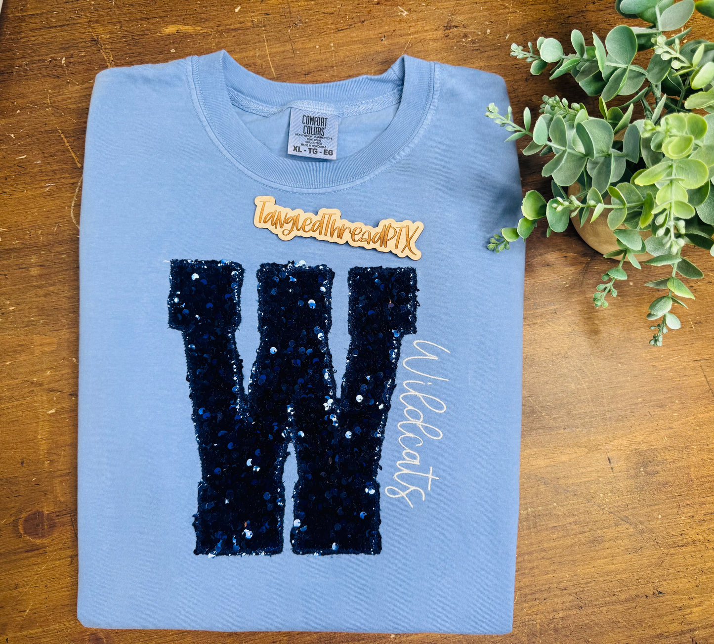 Sequin Embroidered Oversized Letter Tee