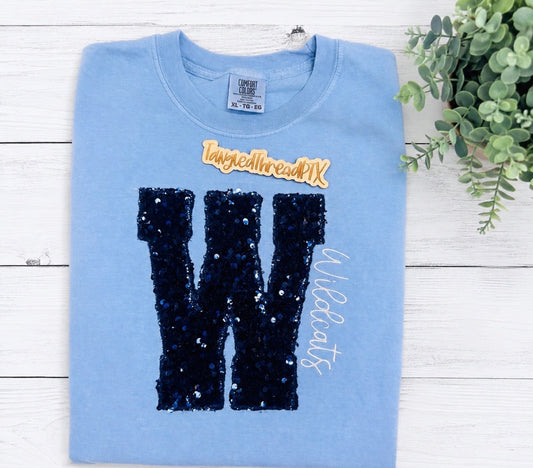 Sequin Embroidered Oversized Letter Tee