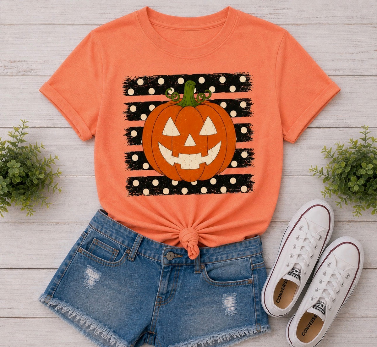 Pumpkin Smiley Polka Dots - 4 Color Options