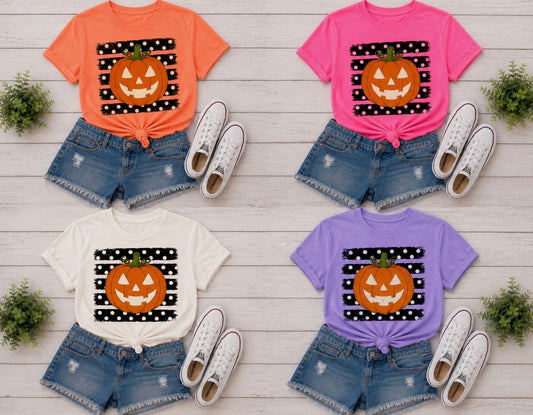Pumpkin Smiley Polka Dots - 4 Color Options