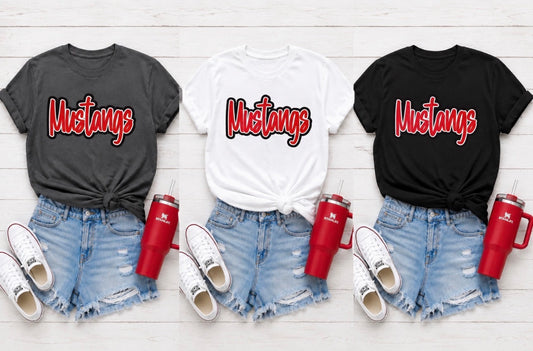 Mustangs Script Outline Tee